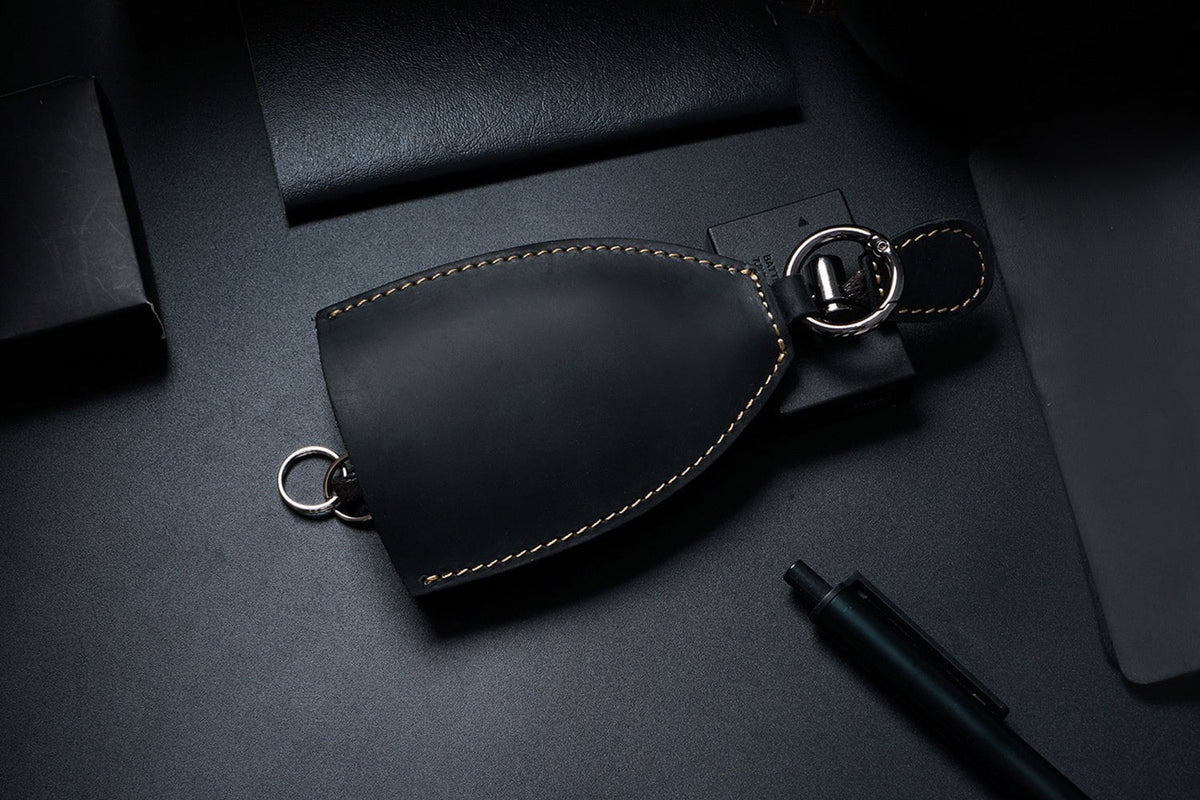 Lederprinz® | Trousse à Clés XXL Noire 2 Compartiments | En Cuir Véritable | Étui à Clés Pour Homme Et Femme | Étui à Clés De Garantie Prolongée De 3 Ans