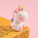 Porte clé Licorne Crochet Rose