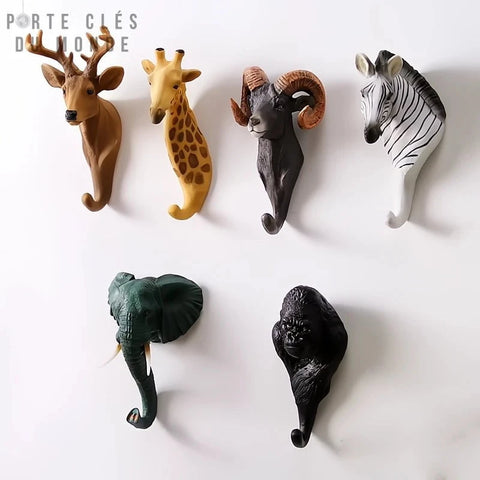 porte clé mural animaux 