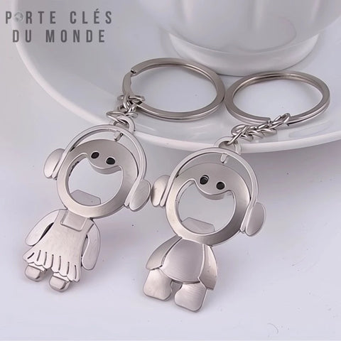 Duo de porte clé décapsuleur pour couple 