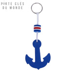 Porte-clé bateau flottant bleu ancre design marin, pour plusieurs clés