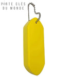 porte clé bateau flottant jaune fluo avec sa chaine en acier inoxydable