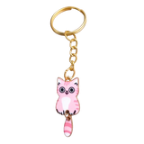 Porte clé chat rose 