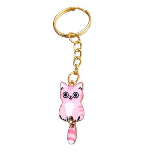 Porte-clés Chat Mignon Avec Perles Et Pendentifs Floraux - Accessoire Féminin Rose élégant Pour Sacs Ou Valises