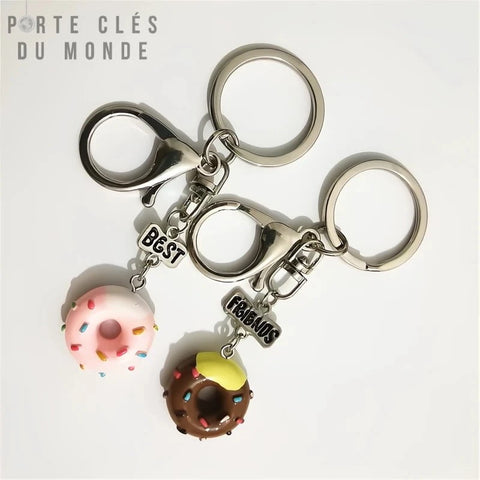 porte-clés couple amitié en forme de donut