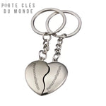 porte clé couple amour deux moitié qui forme un coeur personnalisable