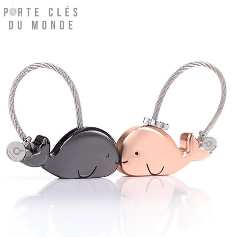 porte-clés couple baleine qui s'embrassent