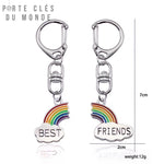 porte-clés couple best friend en duo assortis avec dimensions affichées