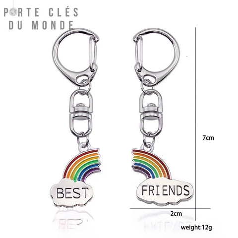 porte-clés couple best friend en duo assortis avec dimensions affichées