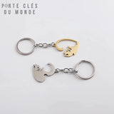 Cadeau symbolique pour amoureux de chats, porte clé duo chat yin yang