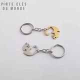 Porte clé chat couple homme femme, inspiration amour et complicité animale