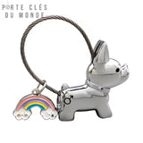 porte clé couple chien couleur argenté 