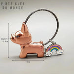 porte clé couple chien rose dorée 