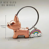 porte clé couple chien rose dorée 