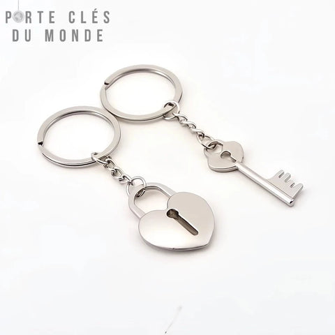 Porte clé couple clé et cadenas romantique pour amoureux