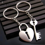 Duo porte-clés couple cœur avec clé et cadenas symbolique
