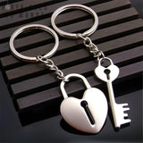 Duo porte-clés couple cœur avec clé et cadenas symbolique
