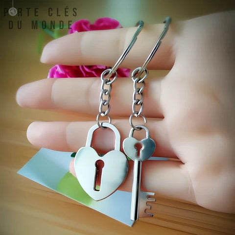 Idée cadeau romantique porte clé couple clé et cadenas
