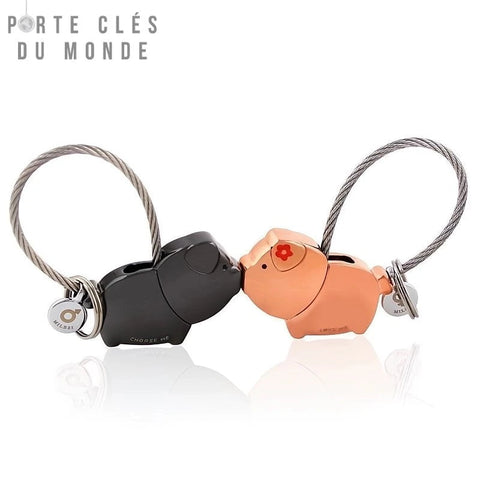 porte clé couple cochon qui s’embrassent cadeau romantique et amusant