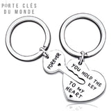 porte clé couple coeur clé gravé