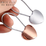 porte clé couple coeur duo assortis en argent et rose doré 