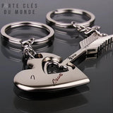porte clé couple coeur et flèche avec gravure love you