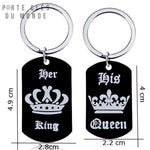 porte clé couple couronne avec dimensions affichées 