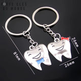 porte clé couple dent amoureuse avec dimensions affichées 