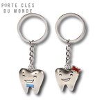 porte clé couple dent souriant avec nœud papillon