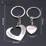 porte clé couple avec dimensions affichées