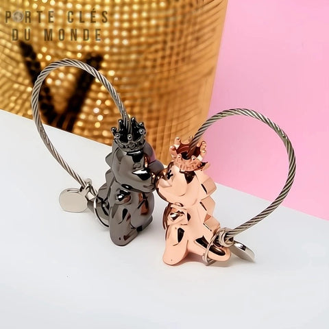 porte-clés couple dinosaure amoureux