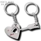 porte clé couple duo coeur avec flèche