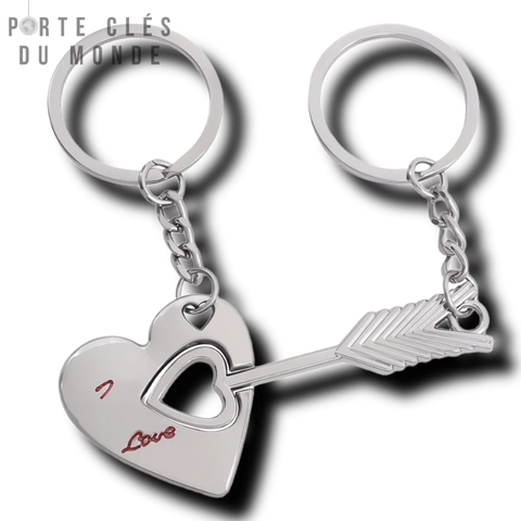 porte clé couple duo coeur avec flèche