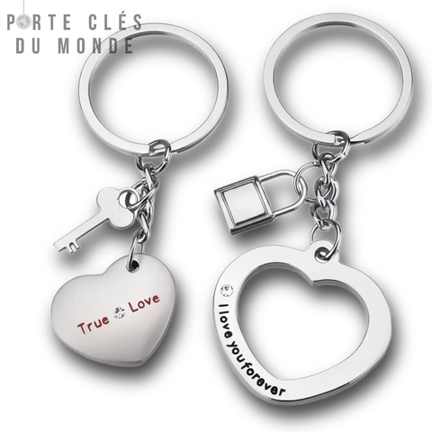 porte clé couple duo avec gravure true love