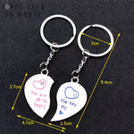 Dimensions détaillées du Porte Clé Couple En Forme De Cœur assemblé