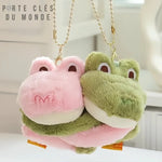 porte clé couple grenouille rose et verte