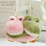 porte clé couple grenouille rose et verte