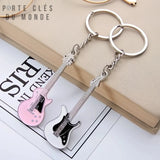 porte clé couple guitare, duo noir et rose