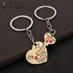 Porte clé couple I love you couleur bronze