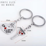 porte clés pour couple i love you avec dimensions 