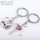 porte clés pour couple i love you avec dimensions 