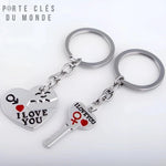 porte clé couple i love you duo coeur et clé