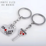 porte clé couple i love you duo coeur et clé