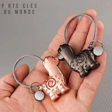 porte clé couple duo de lama rose et noir