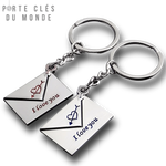 porte clé couple lettre avec gravure I love you 