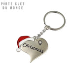 Porte-clé couple de Noël en acier inoxydable avec gravure festive Merry Christmas