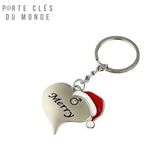 Cadeau original pour couple : porte clés Noël en duo cœur et fête