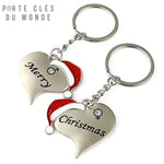 Porte clé couple de Noël en forme de cœur Merry Christmas pour amoureux