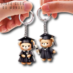 porte clé couple nounours écolier en duo