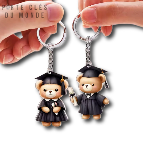 porte clé couple nounours écolier en duo